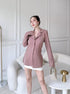 Stripes Collar Fitted Shirts With Skirts